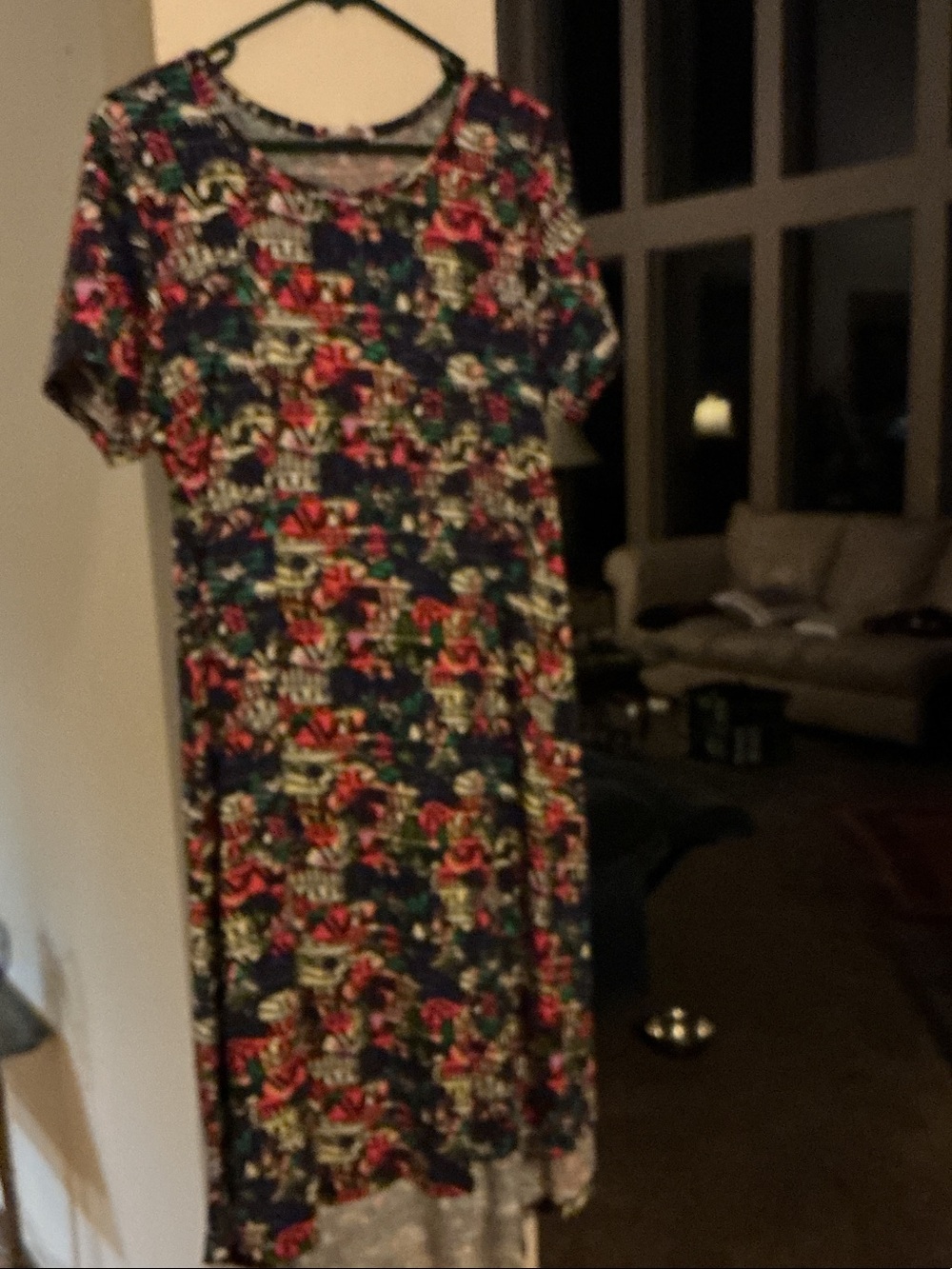Lulare Navy Floral Medi Dress with Short Sleeves